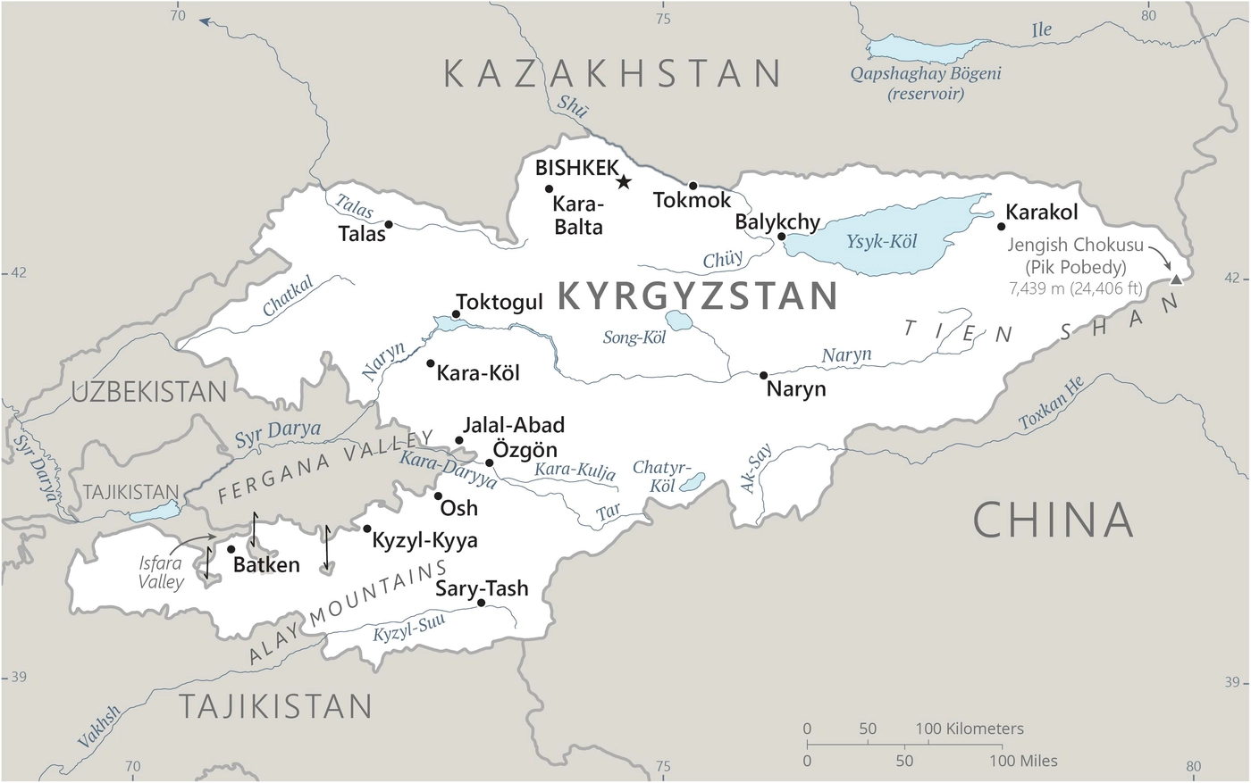 Carte Kirghizistan