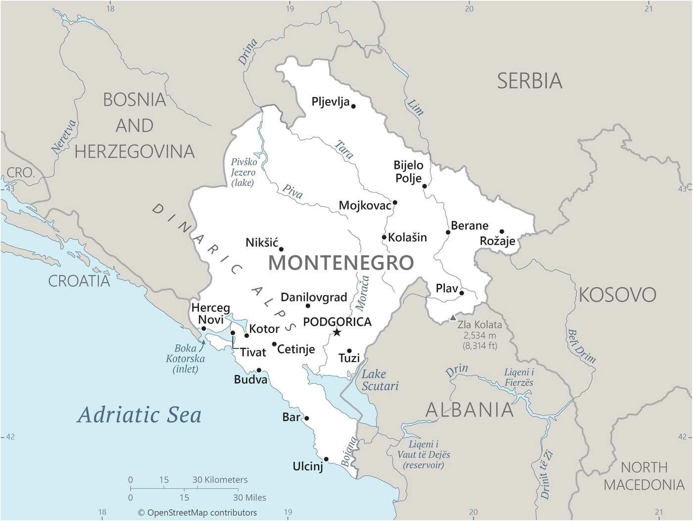 Carte Monténégro
