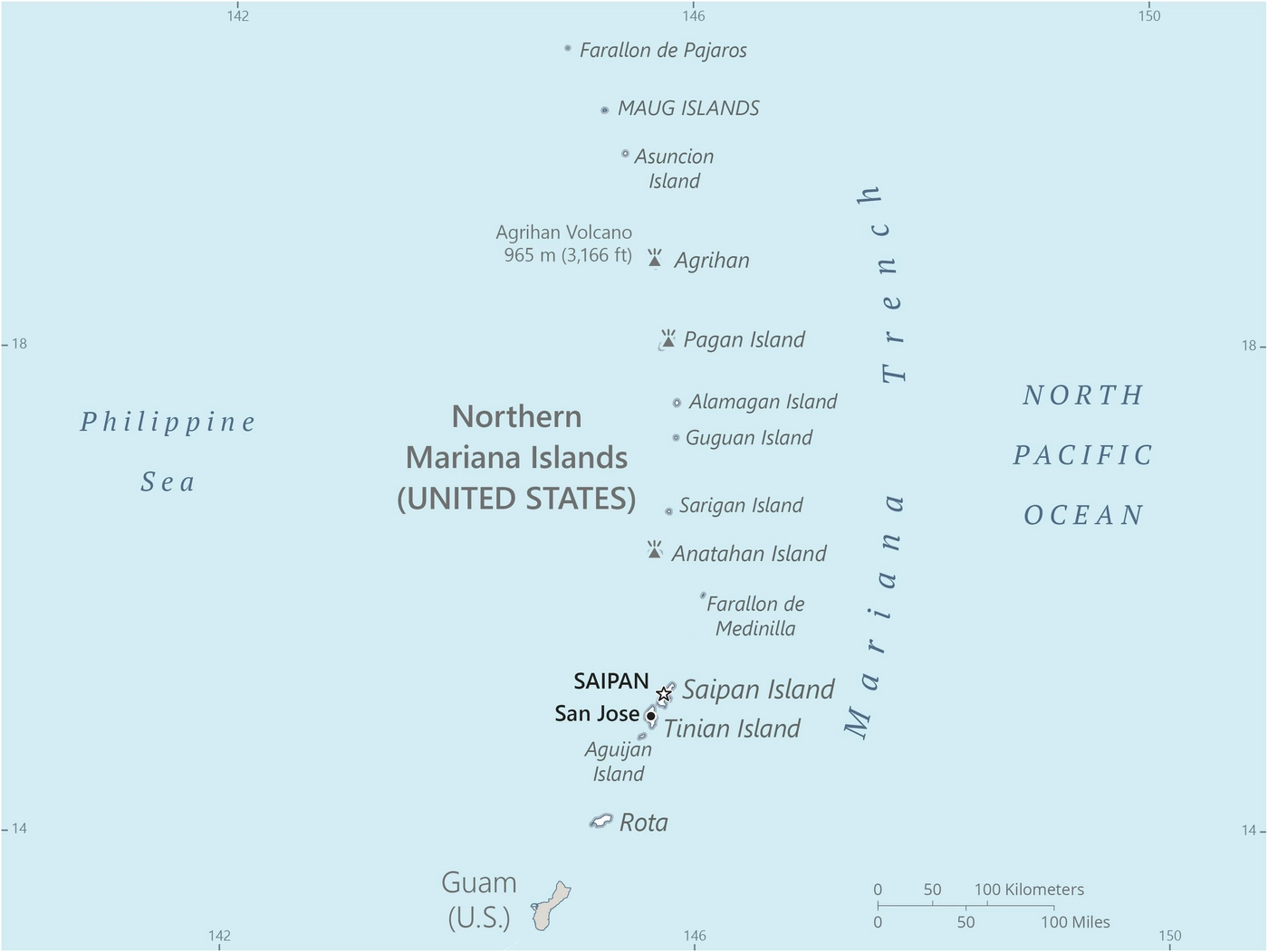 Carte Îles Mariannes du Nord
