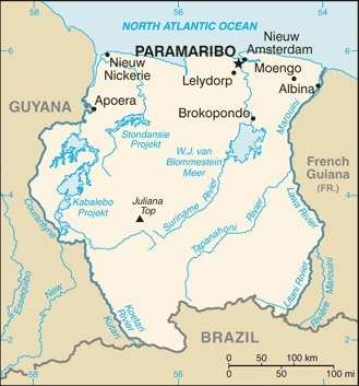 Carte Suriname