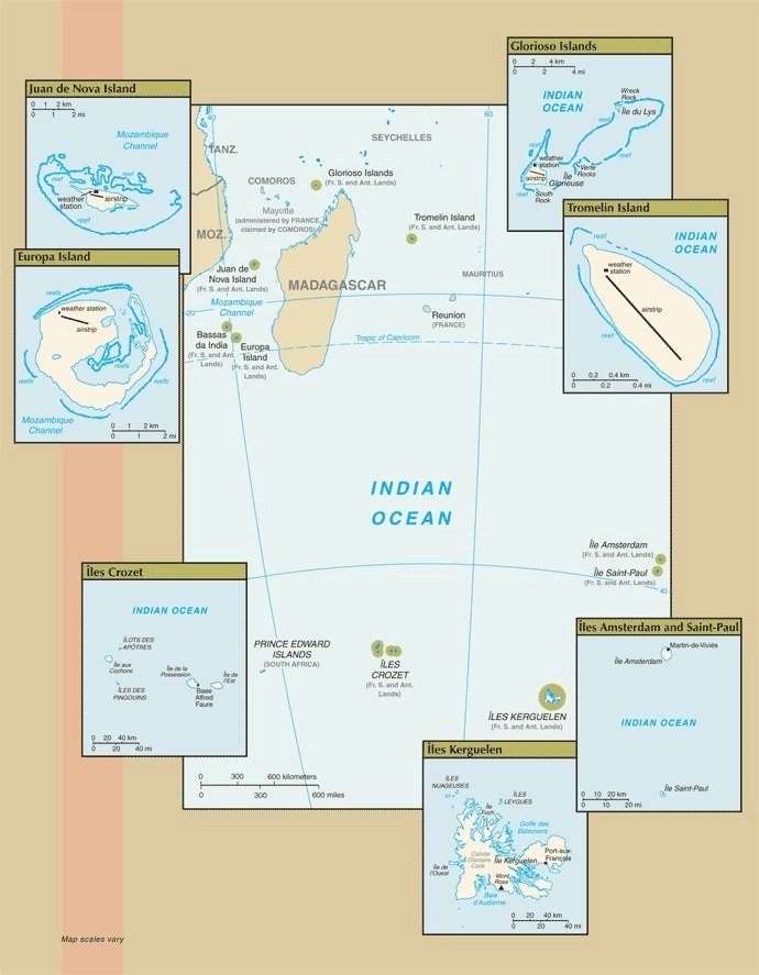 Carte Terres australes et antarctiques françaises