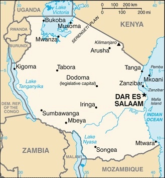 Carte Tanzanie