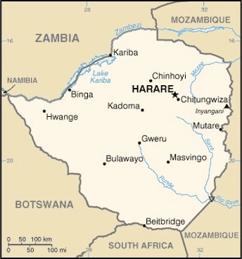 Carte Zimbabwe